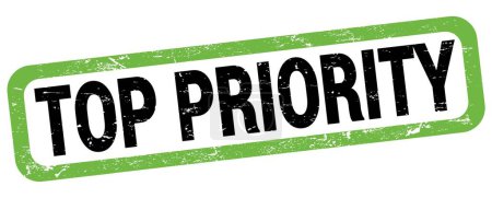 TOP PRIORITY text written on green-black rectangle stamp sign.