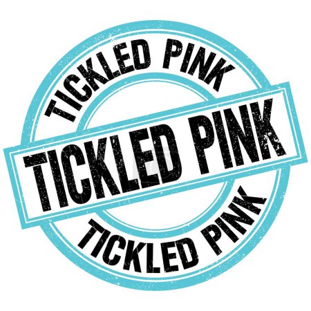Photo for TICKLED PINK text written on blue-black round stamp sign - Royalty Free Image