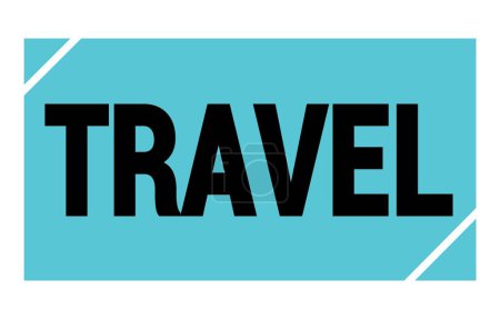 Téléchargez les photos : TRAVEL text written on blue-black rectangle stamp sign. - en image libre de droit