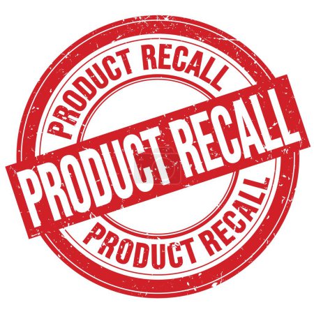PRODUCT RECALL text written on red round grungy stamp sign