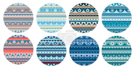 Foto de Set of abstract circles design in different colors with space for text and your design. Round highlight backgrounds for social media stories, story highlights covers icons. Flat style isolated on - Imagen libre de derechos