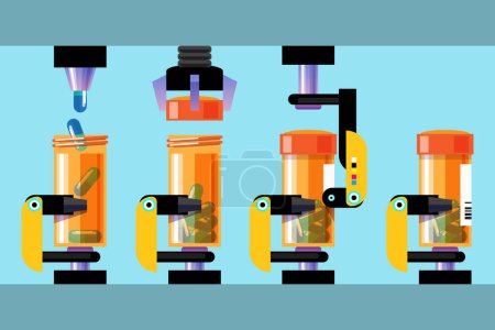 Illustration for Medical laboratory equipment. robotic drug packaging. - Royalty Free Image