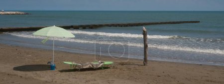 Photo for Crocodile toy isolated on a beach near the sea - Royalty Free Image