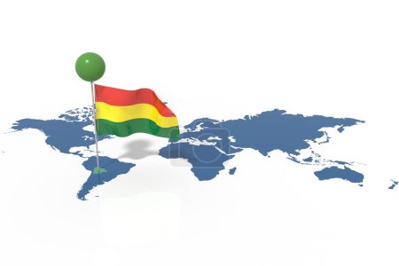 3D Planet Earth with Bolivia flag blowing in the wind
