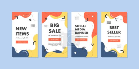 Illustration for Social Media Sale Promotion Template Collection Set - Royalty Free Image