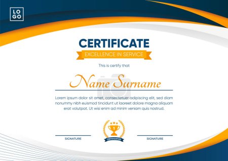 Illustration for Professional Certificate Template Design with Wavy Gradient Style - Royalty Free Image