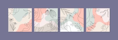 Set of abstract backgrounds hand drawn various shapes and doodle objects. Contemporary modern trendy vector illustrations. Every background is isolated. Pastel colors Poster 656562740