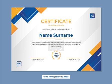 Professional Certificate Template Design with Geometric Style