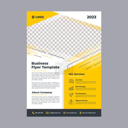 Illustration for Business flyer layout template in A4 size. Modern Brochure template cover design, annual report, poster with geometric and wavy lines for business market - Royalty Free Image