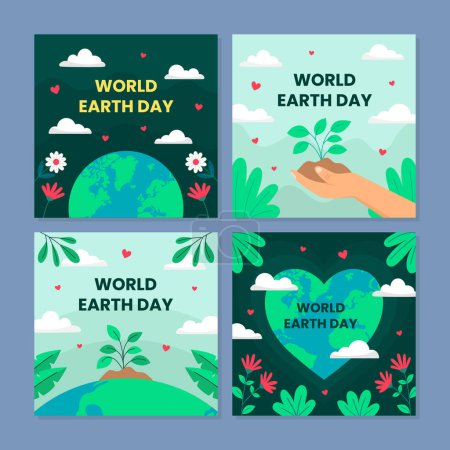 Earth Day Social Media Template Collection Set. Internationaler Tag der Mutter Erde