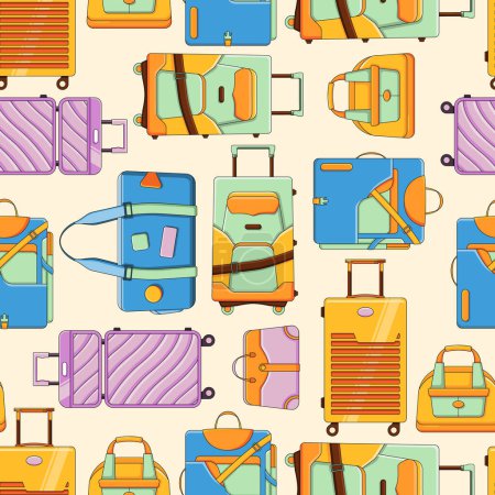 Téléchargez les photos : Sac de voyage bagages Modèle sans couture arrière-plan et illustrateur - en image libre de droit