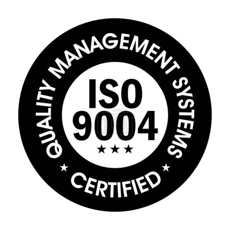 Ilustración de 'sistema de gestión de calidad certificado, ISO 9004', icono del vector, de color negro - Imagen libre de derechos