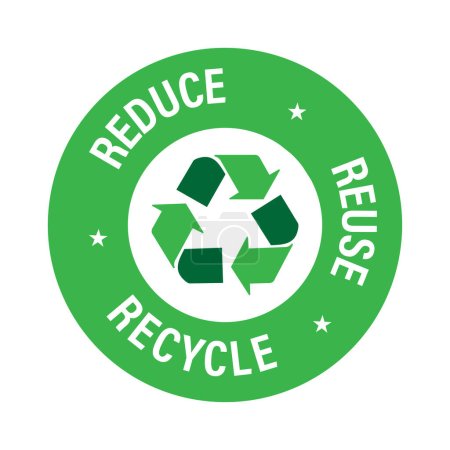 Illustration for 'reduce, reuse, recycle' vector icon, green in color. environmental abstract - Royalty Free Image