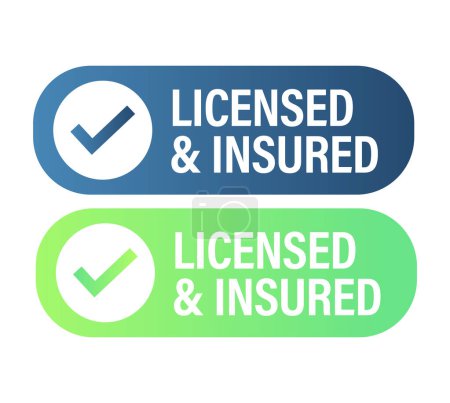 Illustration for Licensed and insured vector icon with tick mark - Royalty Free Image