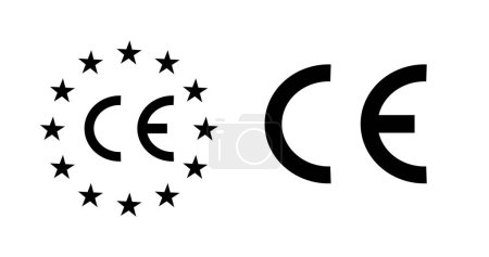 Ilustración de Símbolo de marca CE abstracto, signo de Europa con el icono de vector de marca CE conjunto - Imagen libre de derechos