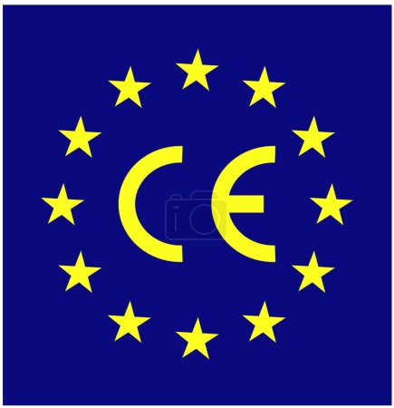 Téléchargez les illustrations : Panneau européen avec illustration vectorielle du marquage CE isolé sur fond sombre - en licence libre de droit