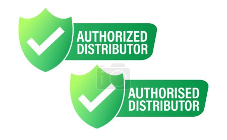 Ilustración de Distribuidor autorizado icono de vector con marca de verificación, de color verde - Imagen libre de derechos