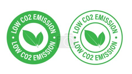 Kohlenstoffarme Emissionen abstrahieren. CO2-Emissionsvektorsymbol mit Blatt, grün