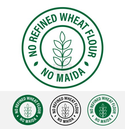 Ilustración de Sin harina de trigo refinado, sin maida vector icono conjunto, de color verde - Imagen libre de derechos