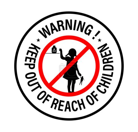 Ilustración de 'advertencia, mantener fuera del alcance de los niños' vector icono, negro en colorArt & Ilustración - Imagen libre de derechos