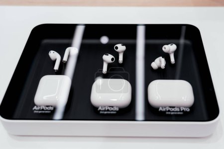 Photo for AirPods 2nd 3nd generation. Thailand, Bangkok, 14 March 2024 - Royalty Free Image