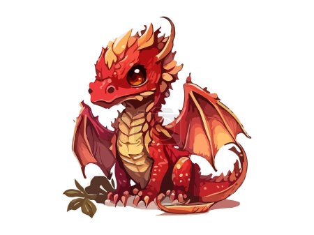 Illustration for Dragon watercolor, Cute baby dragon Vector illustration. - Royalty Free Image