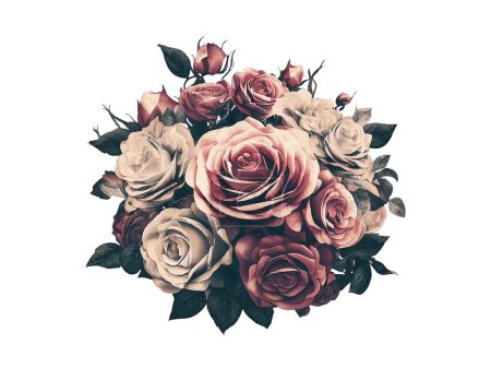 Téléchargez les illustrations : Bouquet vintage de fleur aquarelle, illustration vectorielle isolée en fond blanc. - en licence libre de droit