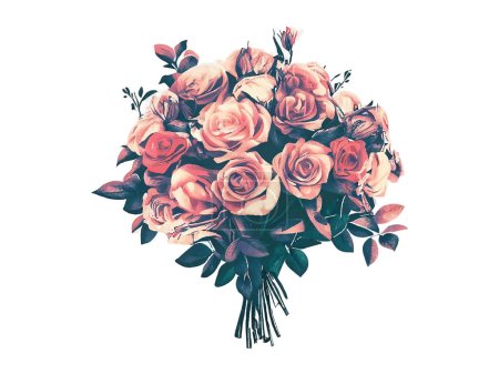 Illustration for Vintage Bouquet of watercolor flower, vector illustration isolated in white background. - Royalty Free Image