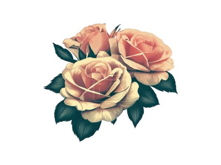 Ilustración de Ramo Vintage de flor de acuarela, ilustración vectorial aislada en fondo blanco. - Imagen libre de derechos