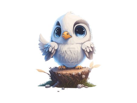 Téléchargez les illustrations : Adorable et mignon oiseau hibou assis à l'illustration vectorielle branche - en licence libre de droit
