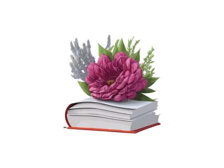 Ilustración de Libros de ilustración vectorial decorados con flores, aislados en fondo blanco. - Imagen libre de derechos