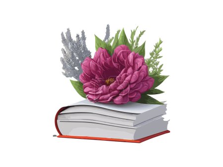 Ilustración de Libros de ilustración vectorial decorados con flores, aislados en fondo blanco - Imagen libre de derechos