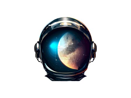 Illustration for Old sailing ship reflection at a helmet astronomy - Royalty Free Image