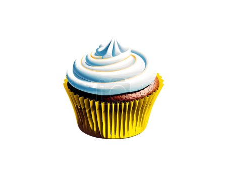 Téléchargez les illustrations : Gâteau d'anniversaire sarcelle avec crème au beurre cerise isolée sur du blanc. Gâteau, gâteau de fée. Clipart vectoriel réaliste 3d - en licence libre de droit