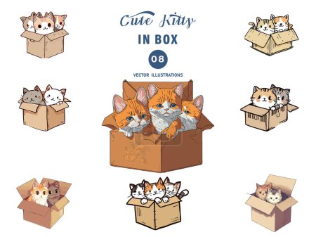 Ilustración de Gato acuarela en caja de cartón Clip Art - Imagen libre de derechos