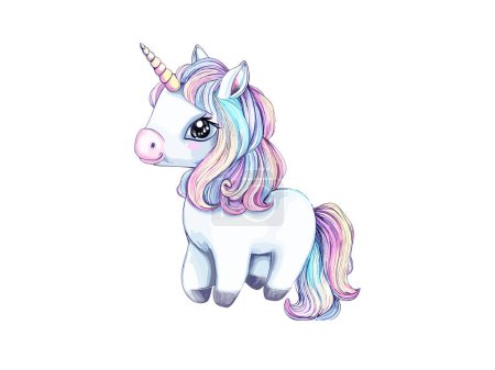 Illustration for Watercolor Unicorn Clip Art Isolated - Royalty Free Image