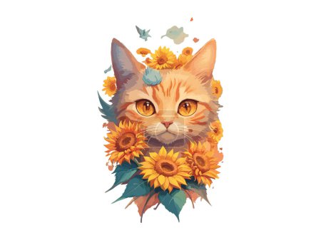 Illustration for Watercolor Cute Cat Sublimation Clip Art - Royalty Free Image