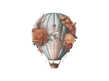 Téléchargez les illustrations : Ballon à air aquarelle Svg Clip Art, avec paysage - en licence libre de droit