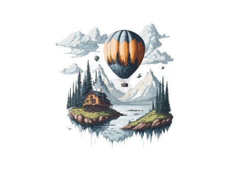 Illustration for Hot Air Balloon Watercolor Svg clip art - Royalty Free Image
