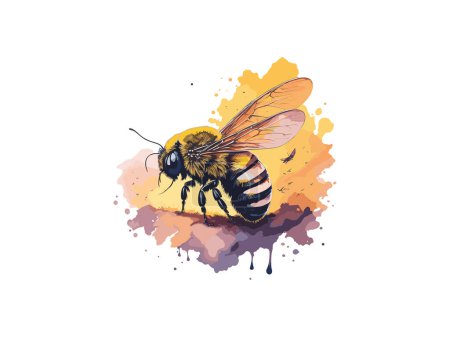 Ilustración de Acuarela miel abeja en girasol Svg - Imagen libre de derechos