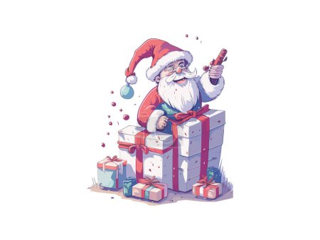 Téléchargez les illustrations : Clipart du Père Noël, illustration vectorielle isolée. - en licence libre de droit