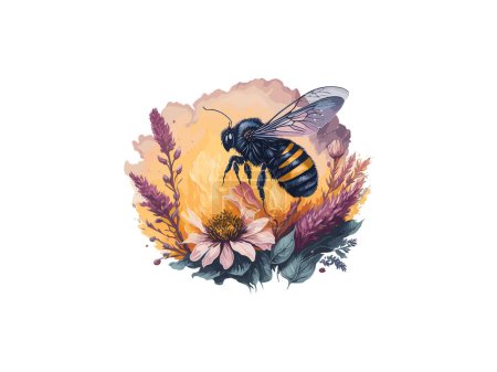 Ilustración de Acuarela miel abeja en girasol Svg - Imagen libre de derechos