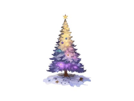 Téléchargez les illustrations : Arbre de Noël décoré à l'aquarelle avec cadeaux, Clipart d'illustration vectorielle. - en licence libre de droit