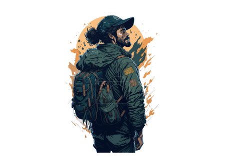 Ilustración de Persona excursionista con mochila, Svg Clip Art - Imagen libre de derechos