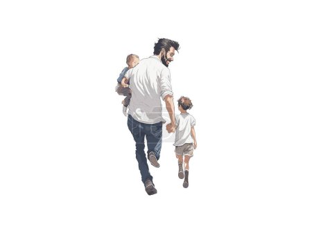 Ilustración de Acuarela Papá e Hija, Día del Padre - Imagen libre de derechos