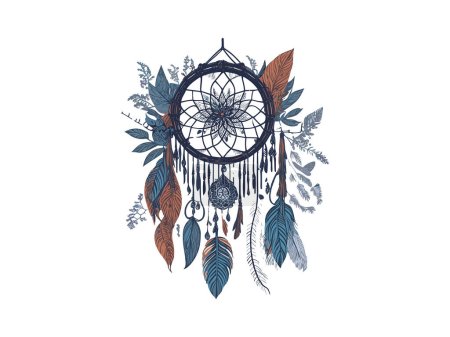 Illustration for Bohemian Dream Catcher Boho Feathers Svg - Royalty Free Image