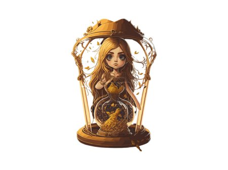Illustration for Watercolor Fairy Girl in Glass Bottle - Royalty Free Image