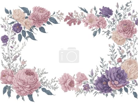 Ilustración de Marco de flores de acuarela con espacio de texto, Png Clip art.ai generativo - Imagen libre de derechos