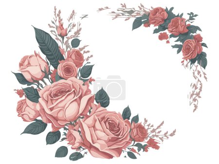 Illustration for Watercolor flower frame with text space, Png Clip art.ai generative - Royalty Free Image