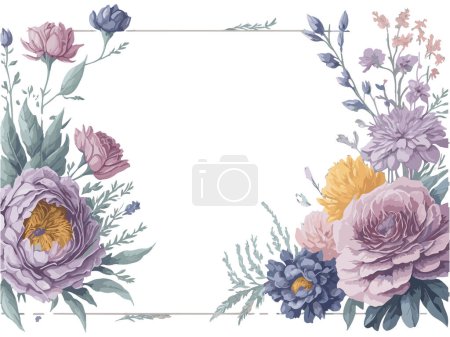 Téléchargez les illustrations : Cadre fleur aquarelle avec espace de texte, Png Clip art.ai generative - en licence libre de droit
